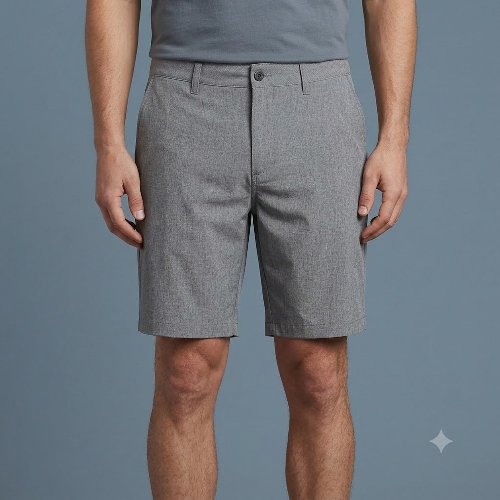 RSQ Mid-Length Hybrid Above Knee Shorts Mens 40 Grey Heathered Stretch